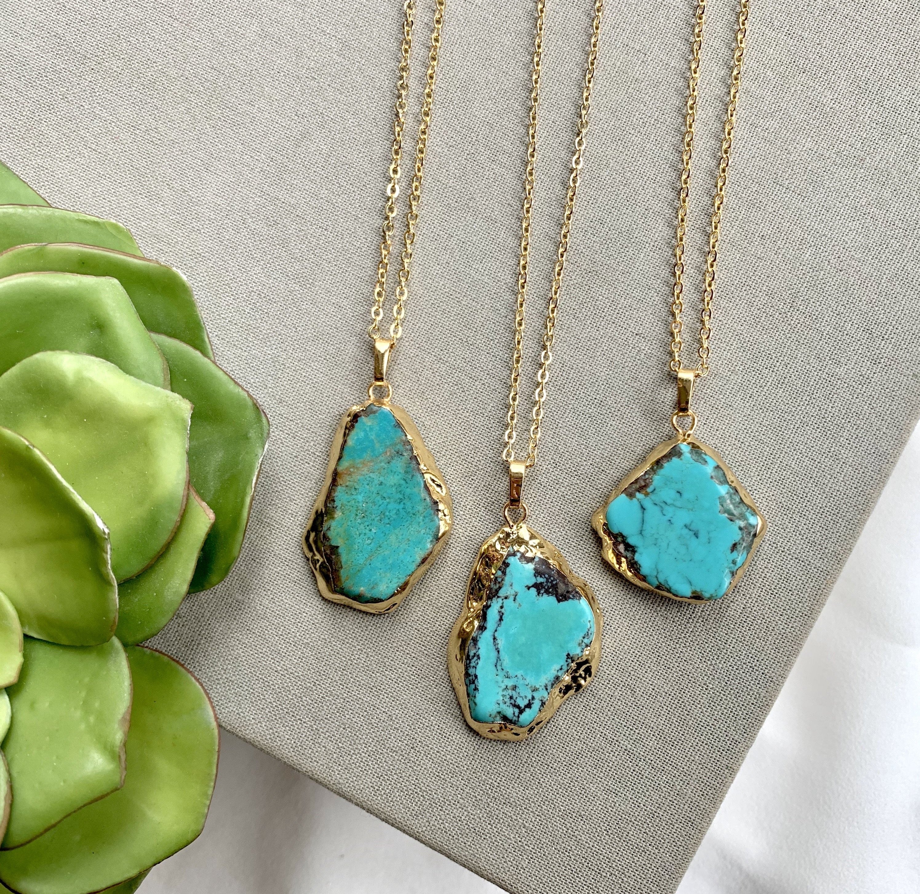 raw turquoise necklace