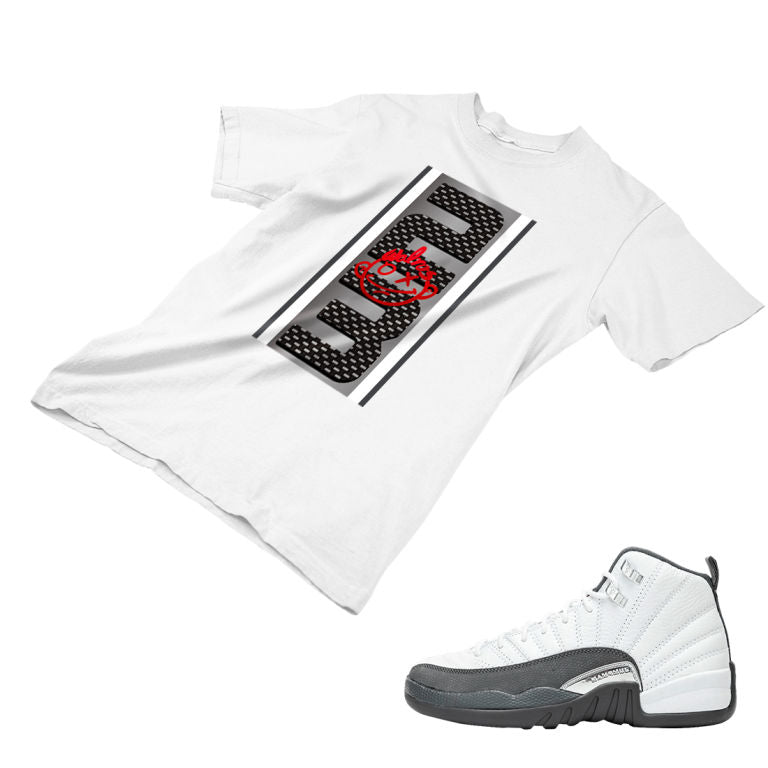 jordan 12 white dark grey shirt