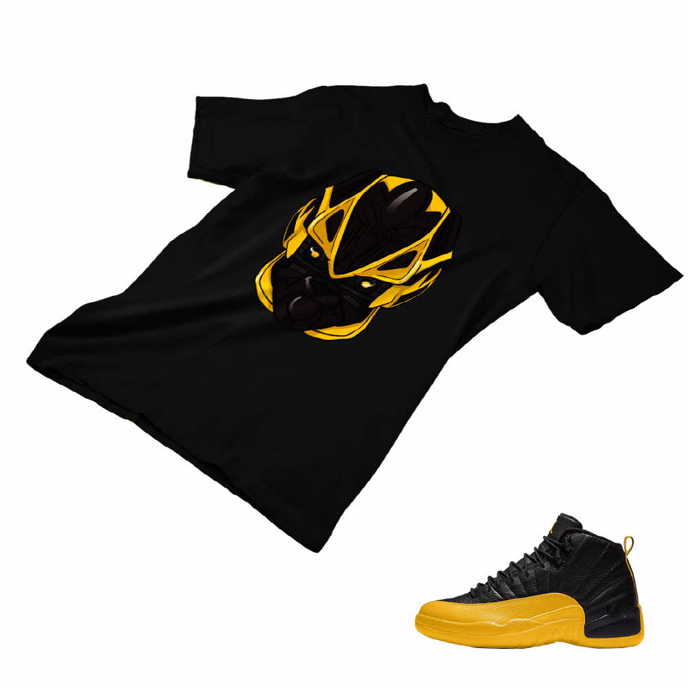 jordan 12 black university gold shirt