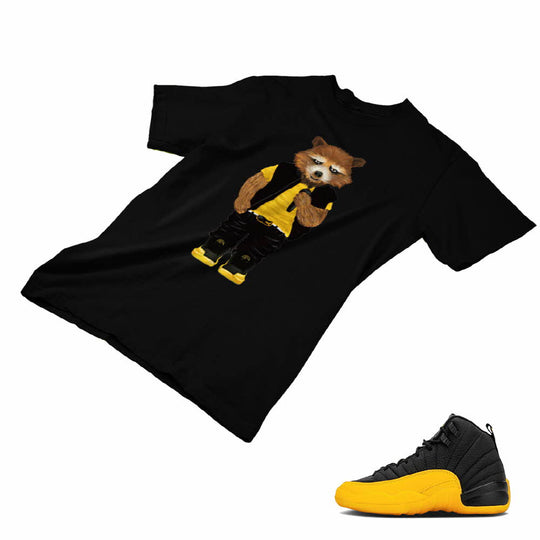 air jordan 12 black university gold shirt