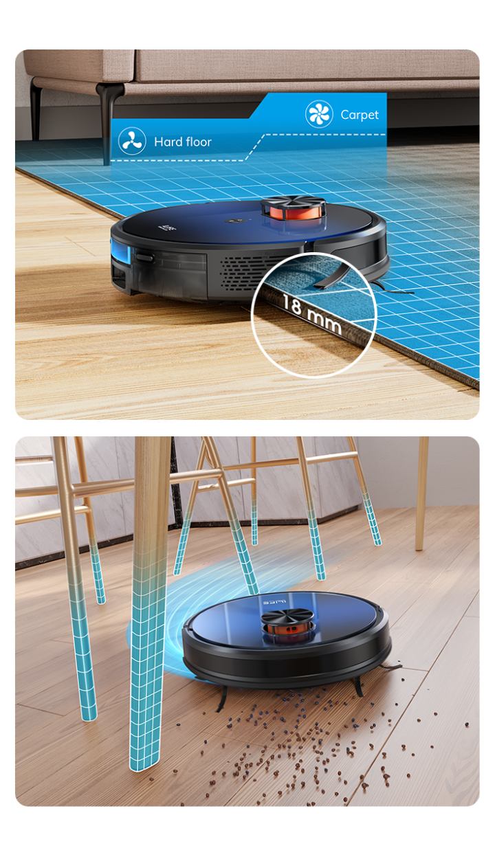 Auto carpet boost and anti collision sensors