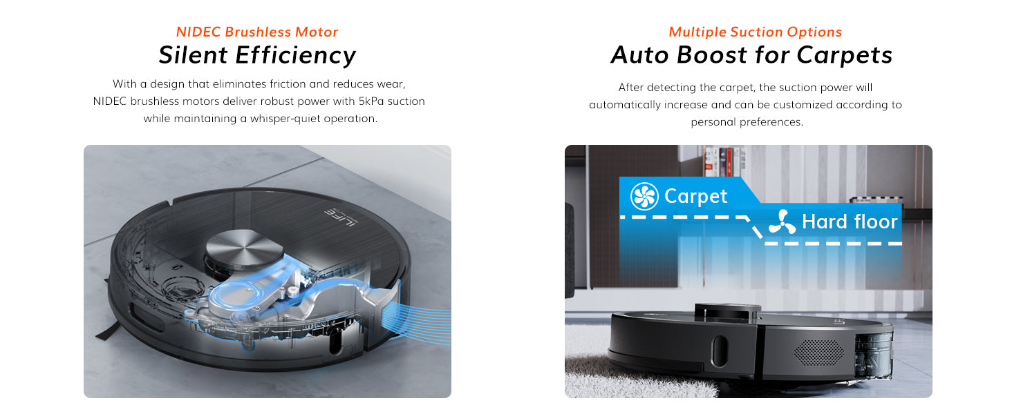 Auto carpet boost with silent cleaning