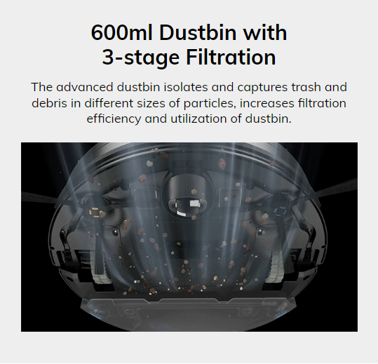 600ml Dustbin with 3-stage Filtration 