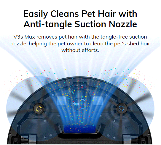 Easily Cleans Pet Hair with Anti-tangle Suction Nozzle