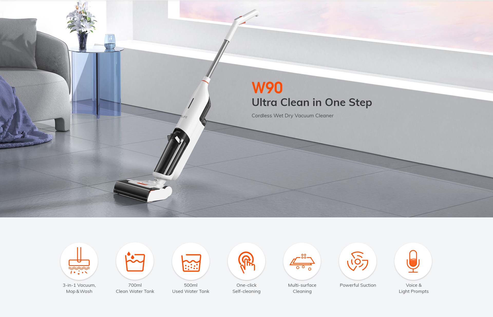 ILIFE W90 Cordless wet & dry handheld vacuum cleaner