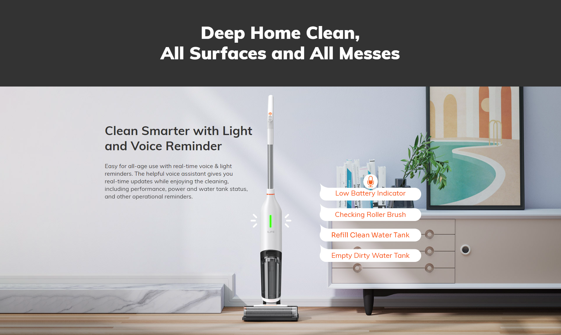 Clean Smarter with Light and Voice Reminder