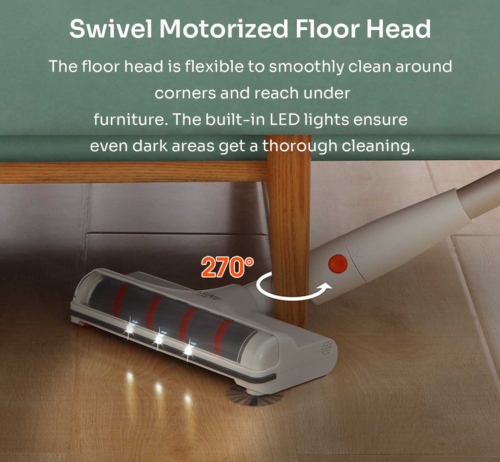 Swivel motorized floor head