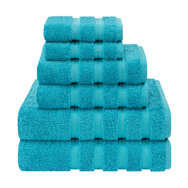American Soft Linen 6 Piece 100% Turkish Cotton Bath Towel Set Aqua-Blue Color (BEST of 2023)
