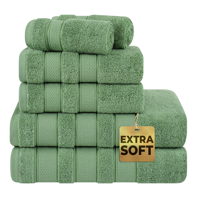 Salem 6 Piece 100% Turkish Combed Cotton Luxury Bath Towel Set - 10 Set Case Pack