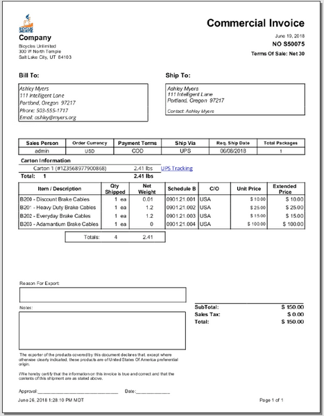 international commercial invoice