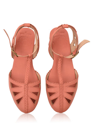 blush leather sandals