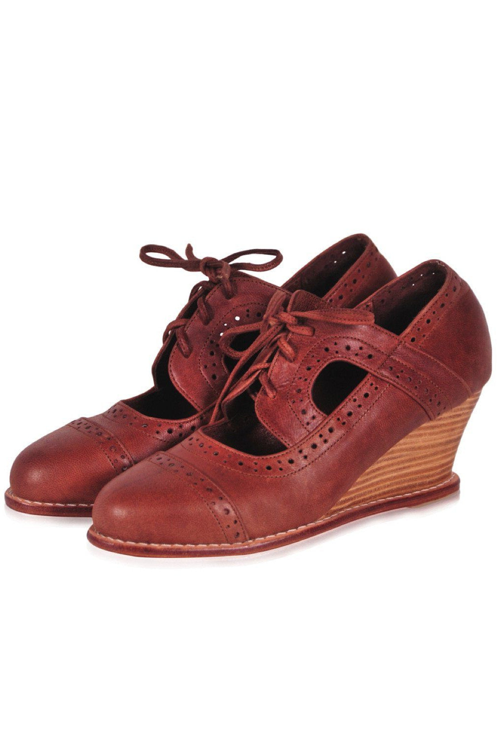 Leather Shoes - Stockholm Oxford Wedges