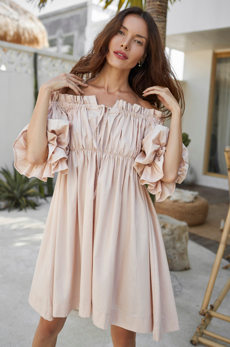 Vacay. Off Shoulder Cotton Mini Dress – ELF