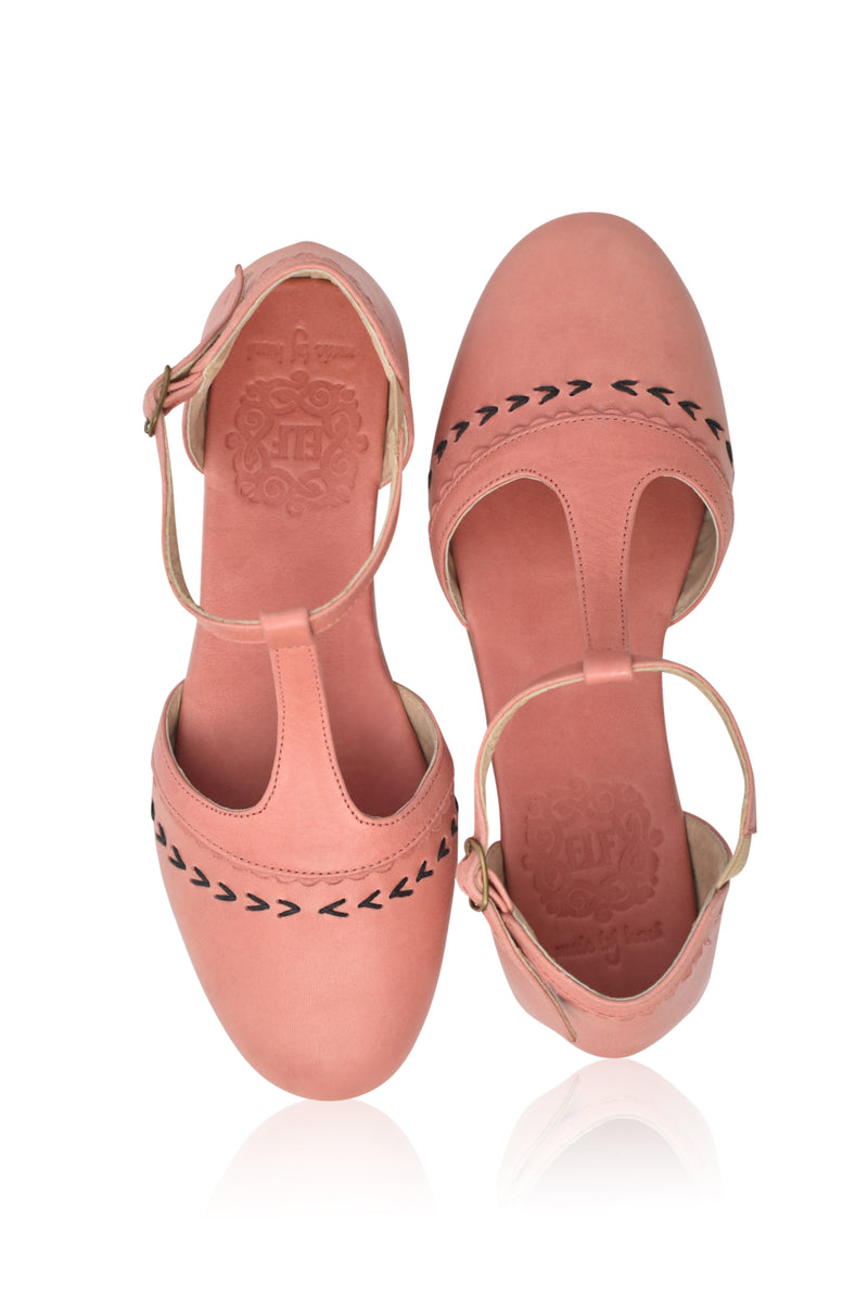 Wonderland T-strap Leather Flats