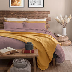 Completo Letto Matrimoniale in Microfibra Softy Yarn - Tinta Unita Mauve - Amo La Casa Shop