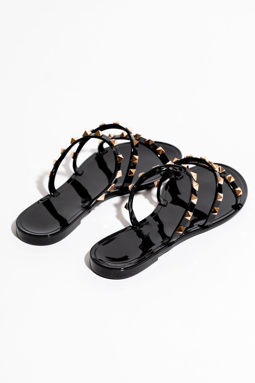 black studded slide sandals