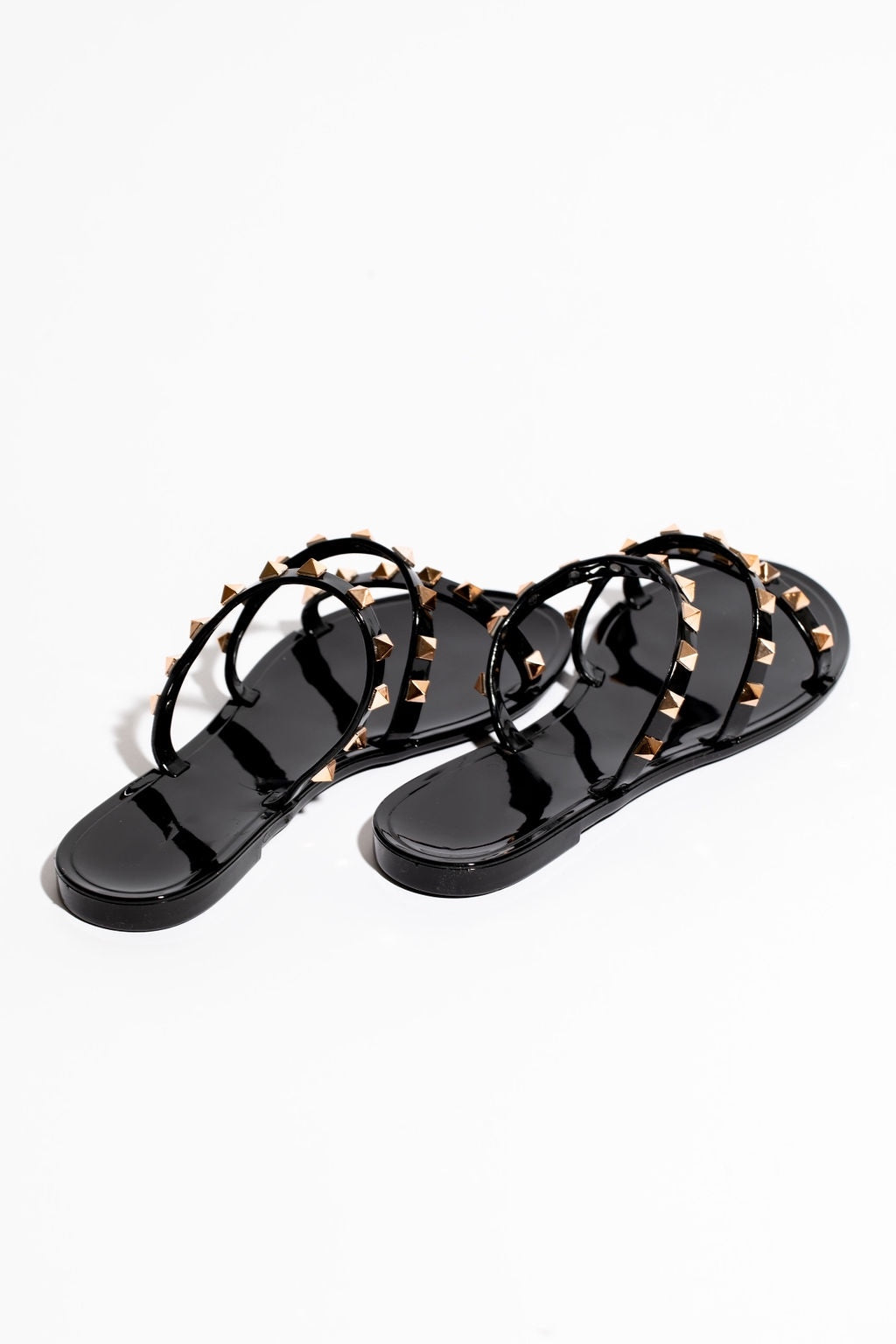 black studded slide sandals