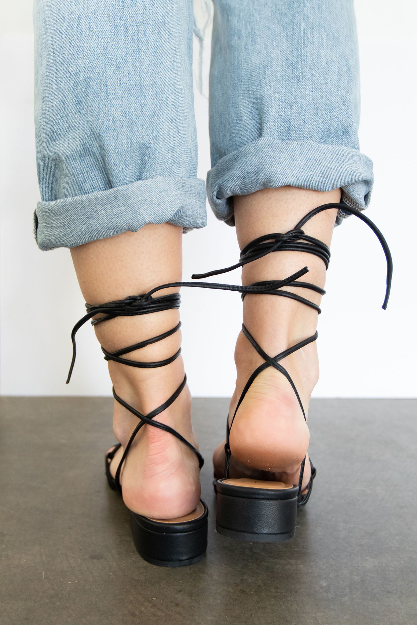 low lace up heels