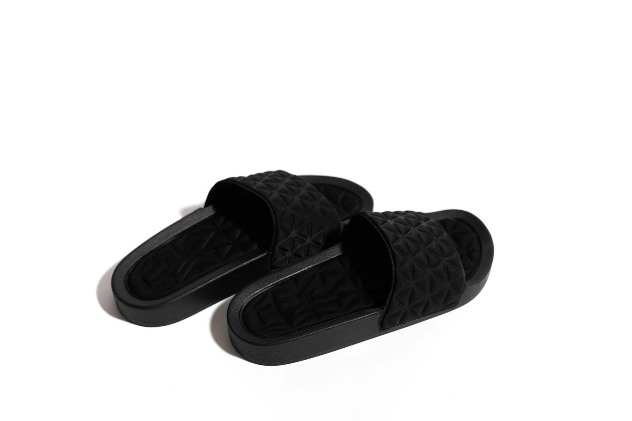 black quilted slides