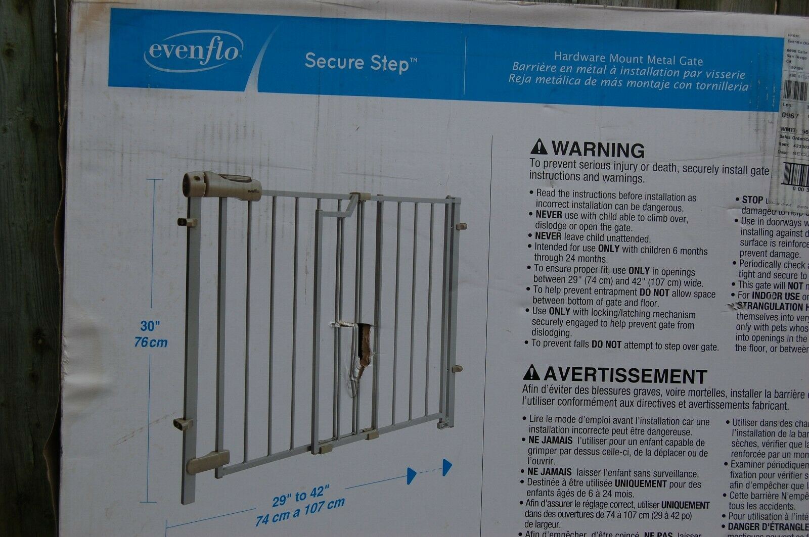 evenflo 4233052 secure step metal gate