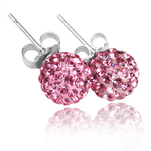 Disco Glitter Crystal Ball 9ct Gold Stud Shamballa Earrings · Select ...