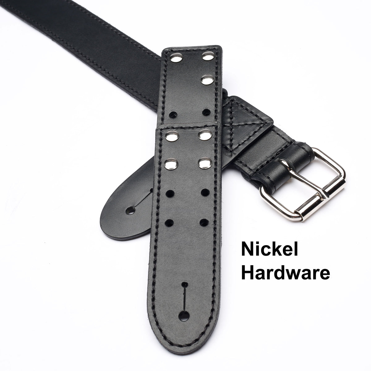 Black Deluxe Leather Padded Guitar Strap With Adjustable Lace–