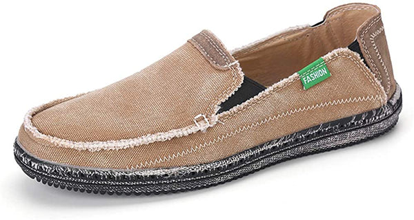 Mens Canvas Shoes Slip on Deck Shoes 