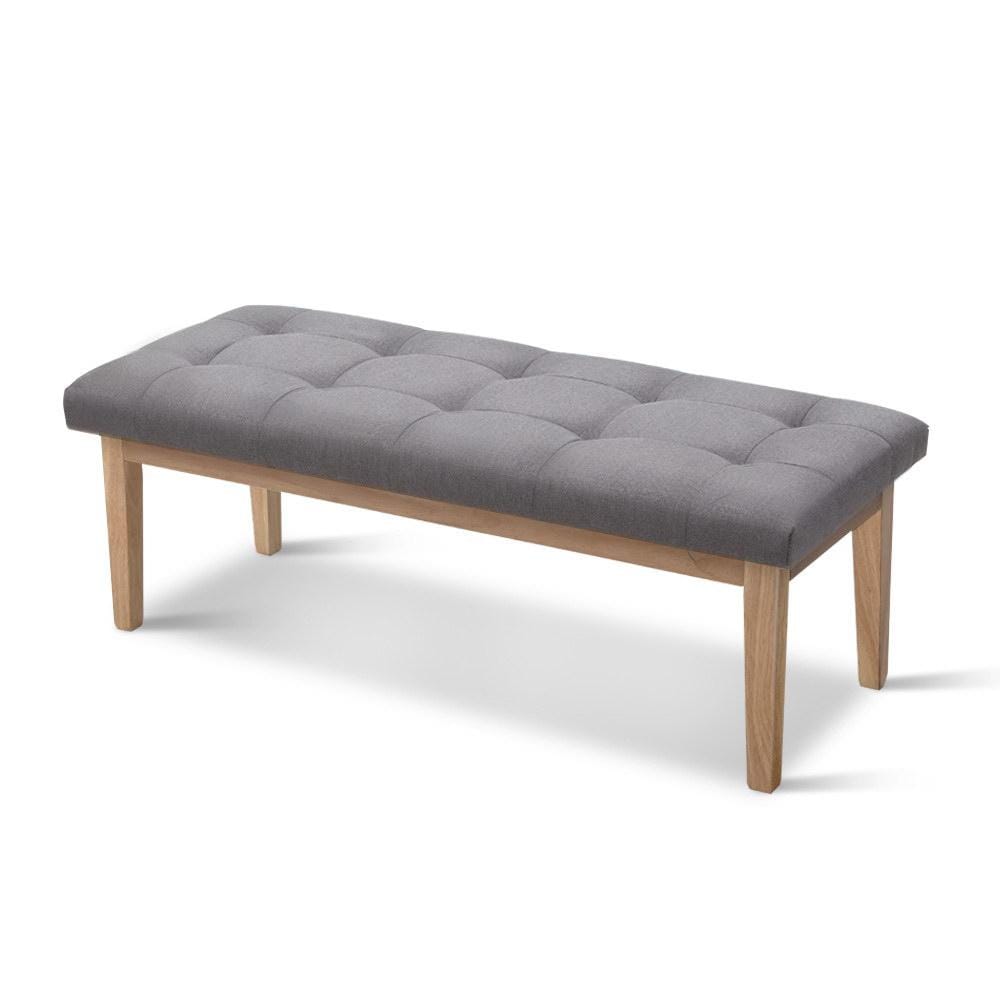 upholstered bench with wooden legs