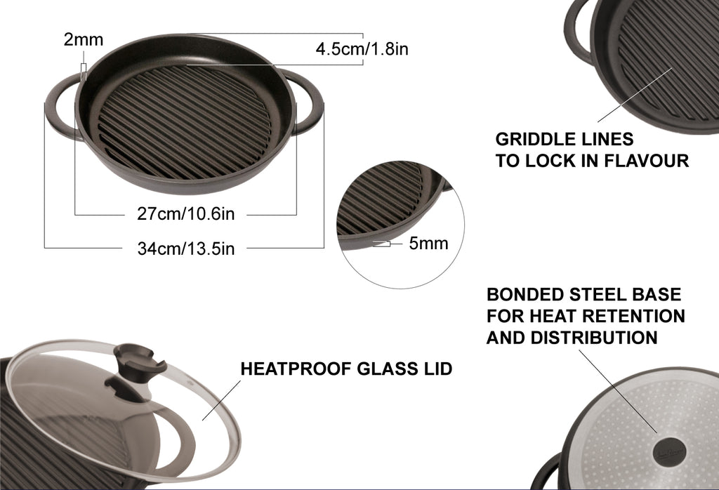  Jean-Patrique The Whatever Pan Cast Aluminum Griddle Pan for  Stove Top - Lighter than Cast Iron Skillet Pancake Griddle with Lid -  Nonstick Stove Top Grill Pan (11.8) : Clothing, Shoes