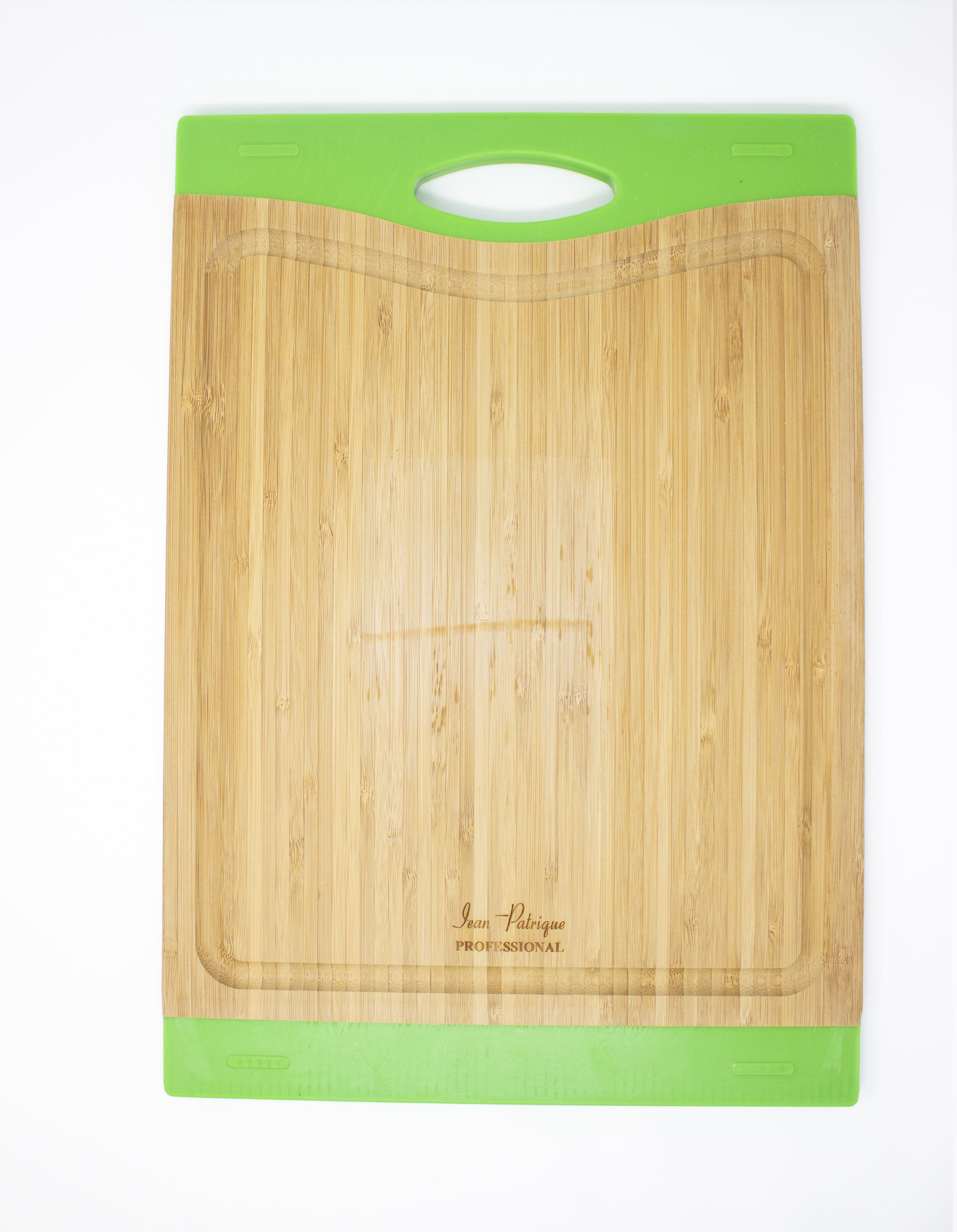 Large bamboo cutting board with silicone grip