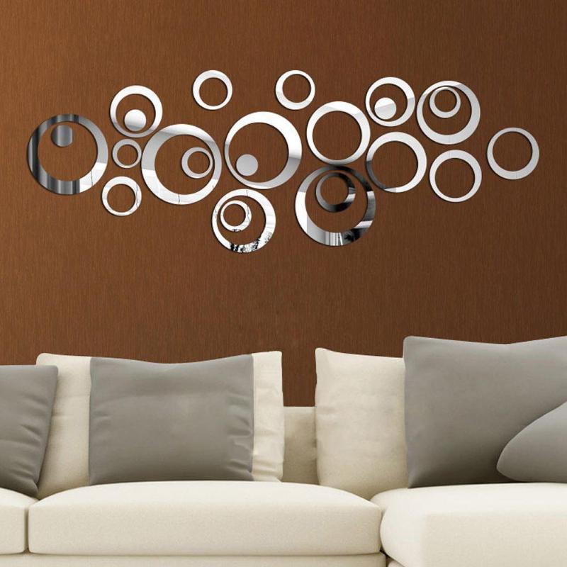 Creative Circle Ring Acrylic Crystal Mirror Wall Stickers Diy 3d