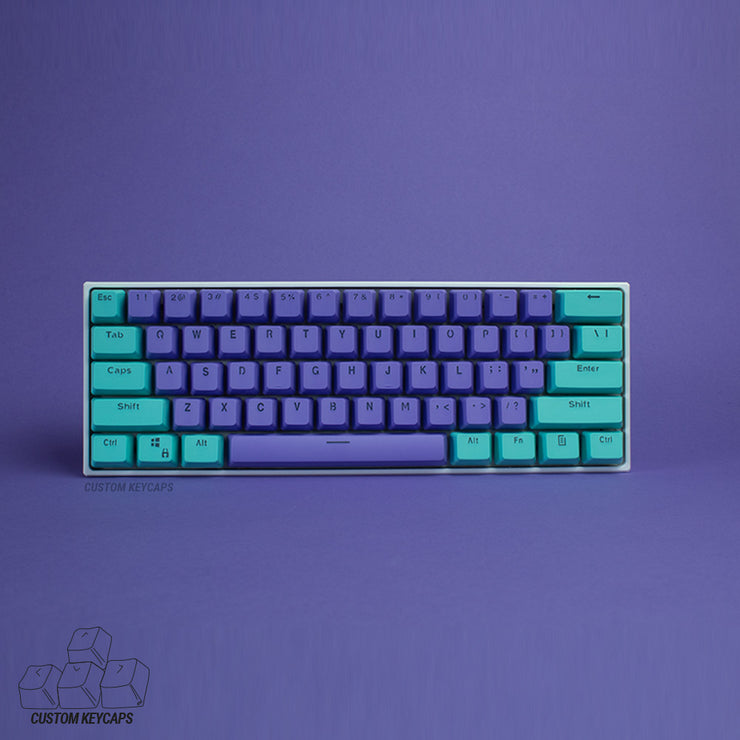 purple and cyan keycaps