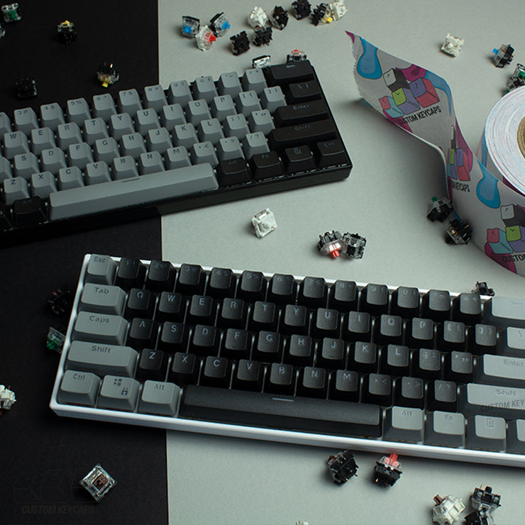 black and grey pbt keycaps