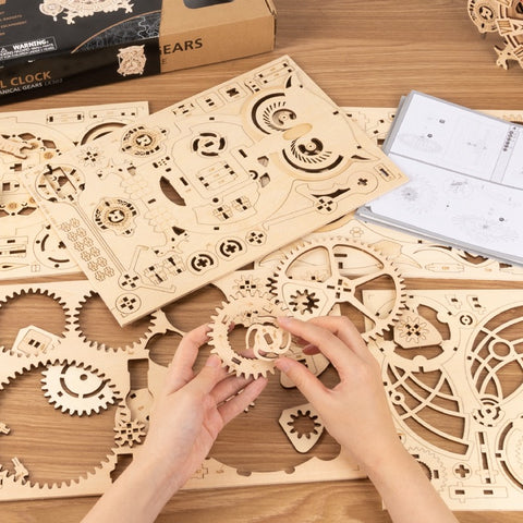 plaques en bois rokr pour assemblage du puzzle 3d bois pendule mécanique