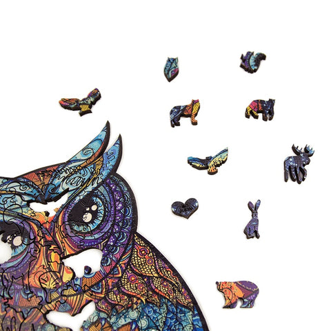 Puzzle bois hibou pièce unique