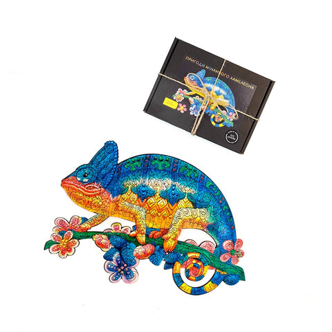 Puzzle bois caméléon a forme unique