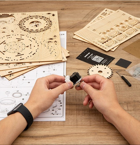 kit assemblage puzzle 3d en bois mécanique musique