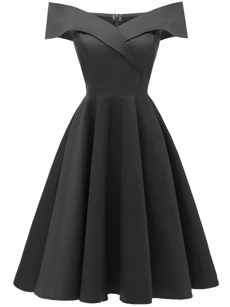 1950s off shoulder swing dress