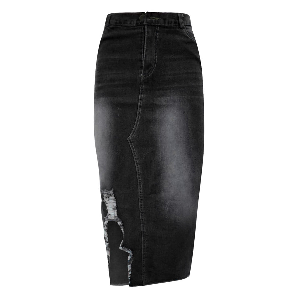 black plus size jean skirt