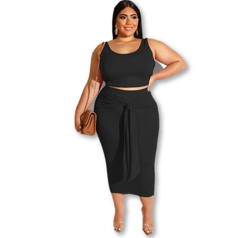 black two piece set plus size