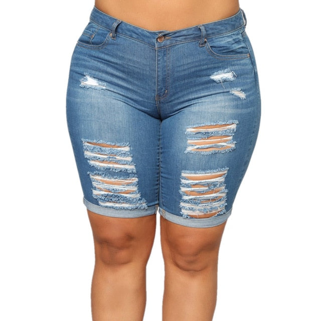 short distressed jeans