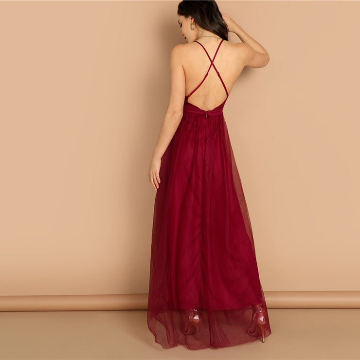 burgundy plunge dress