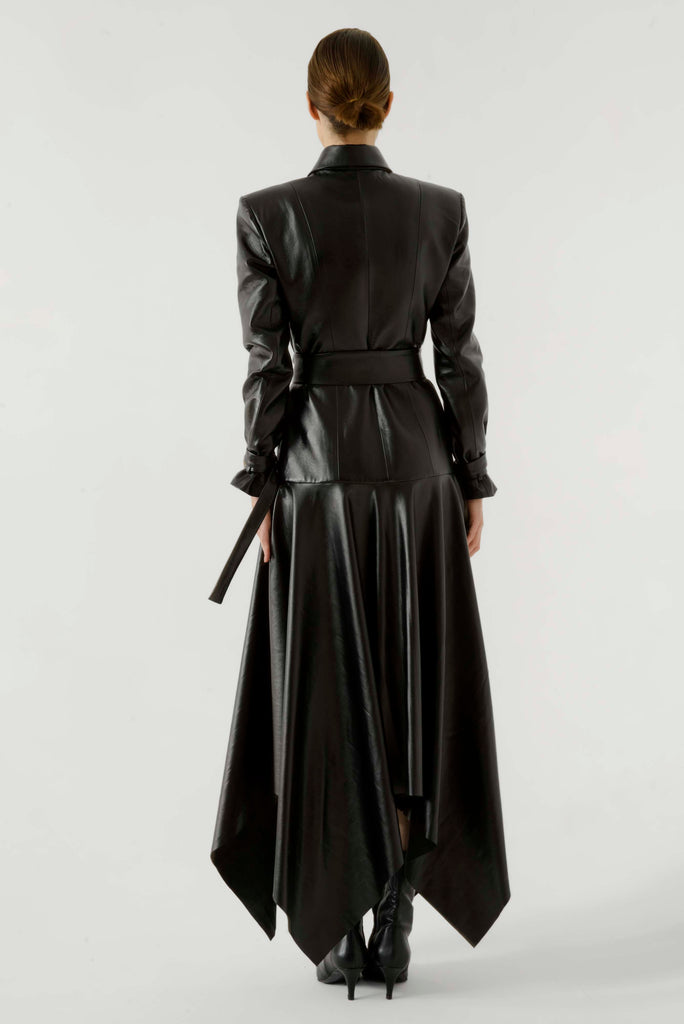 Leather overcoat dress Materiel