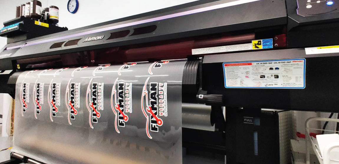 ป้ายสูญญากาศ พิมพ์สติ๊กเกอร์สูญญากาศ UV Inkjet Printer ปริ้นเตอร์ Mimaki พิมพ์ยูวีสกรีนคุณภาพสูง  ฟิล์มสูญญากาศ