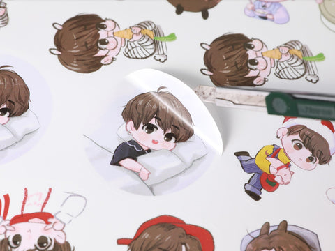 Label Sticker PP สติ๊กเกอร์ PP ฉลากสินค้า กันน้ำ ขาวเงา รูปการ์ตูน สติกเกอร์ติดขนม ซองอาหาร กล่องสินค้า จำนวนน้อย