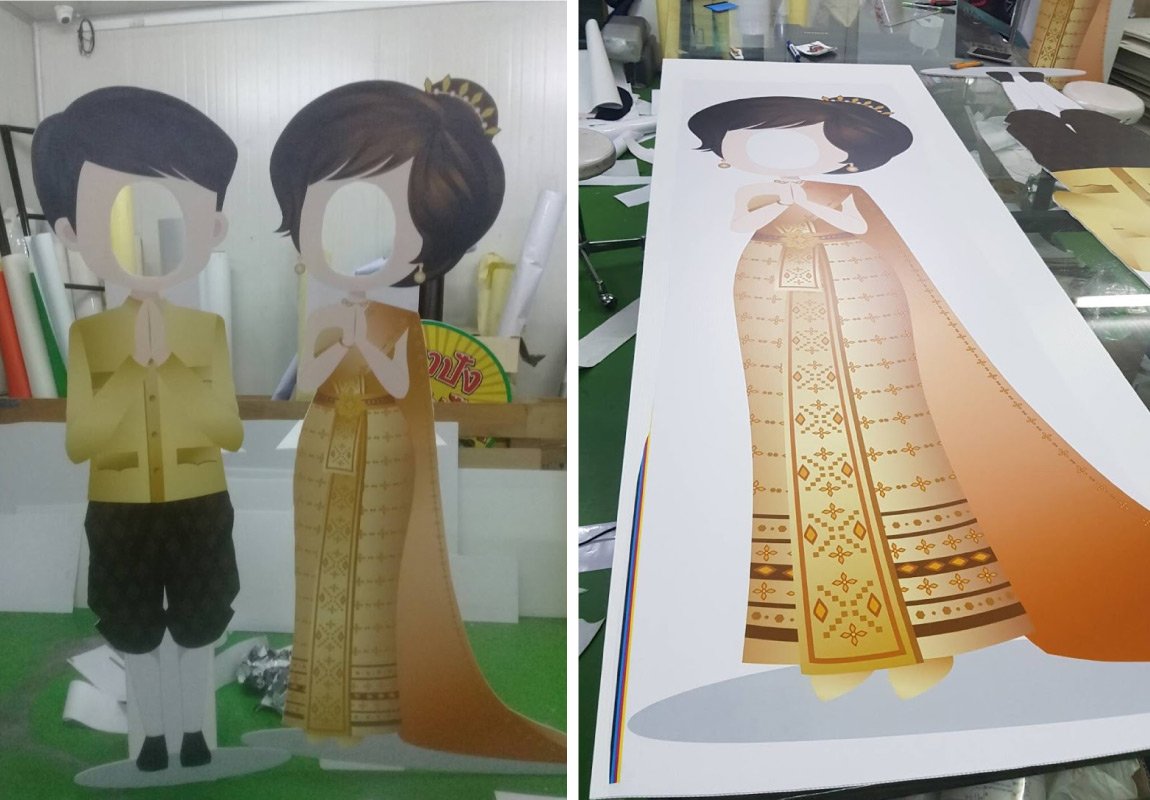 Standy, standy sign, machine, die-cut, cut according to the design, express booth work, human size