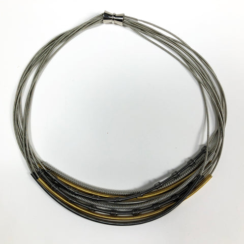 Black, Silver and Copper Piano Wire Necklace with Large Knot –  shop.kennedy-center