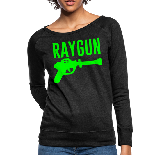 Women’s RAYGUN Neon Green Crewneck Sweatshirt - heather black