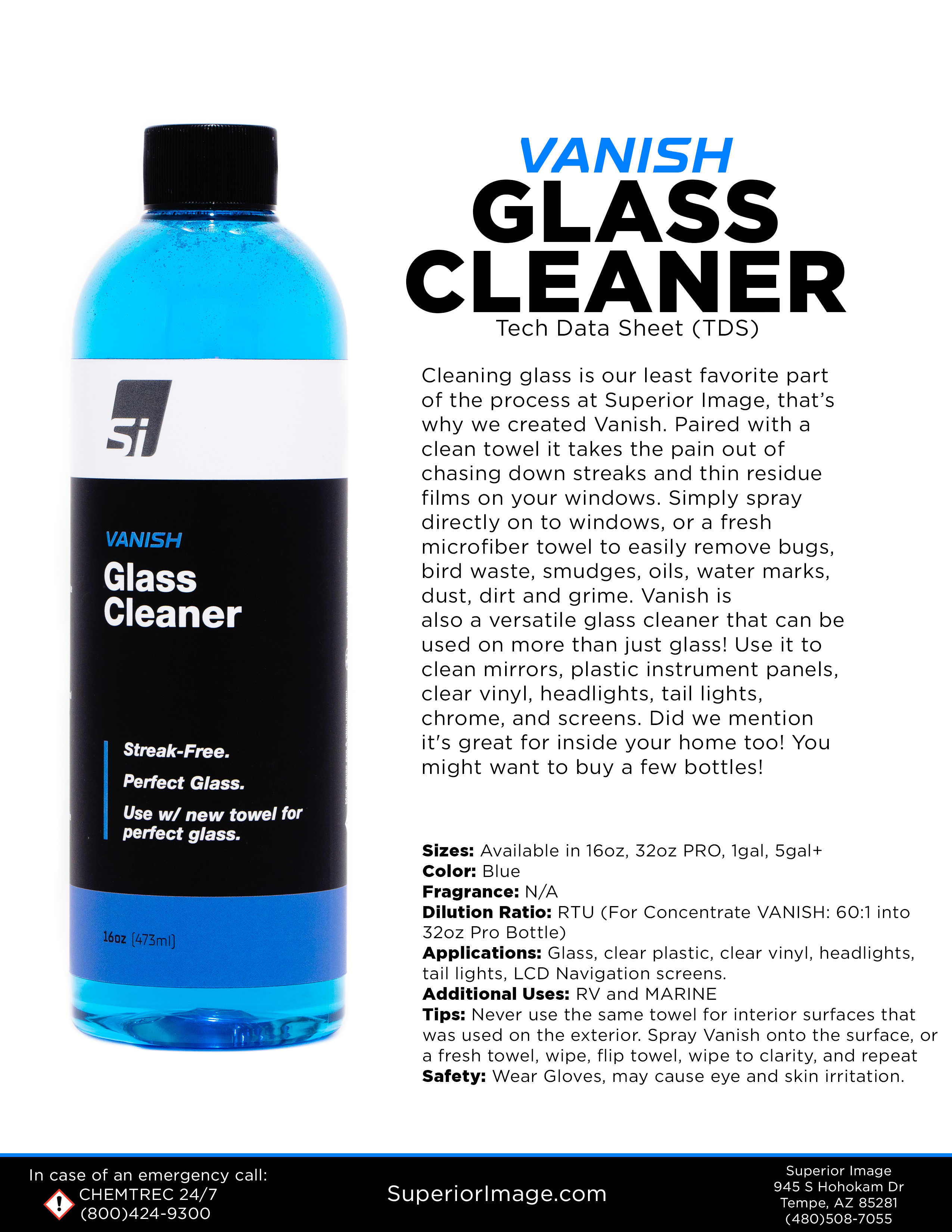 Vanish Glass Cleaner – Superior Image Car Care