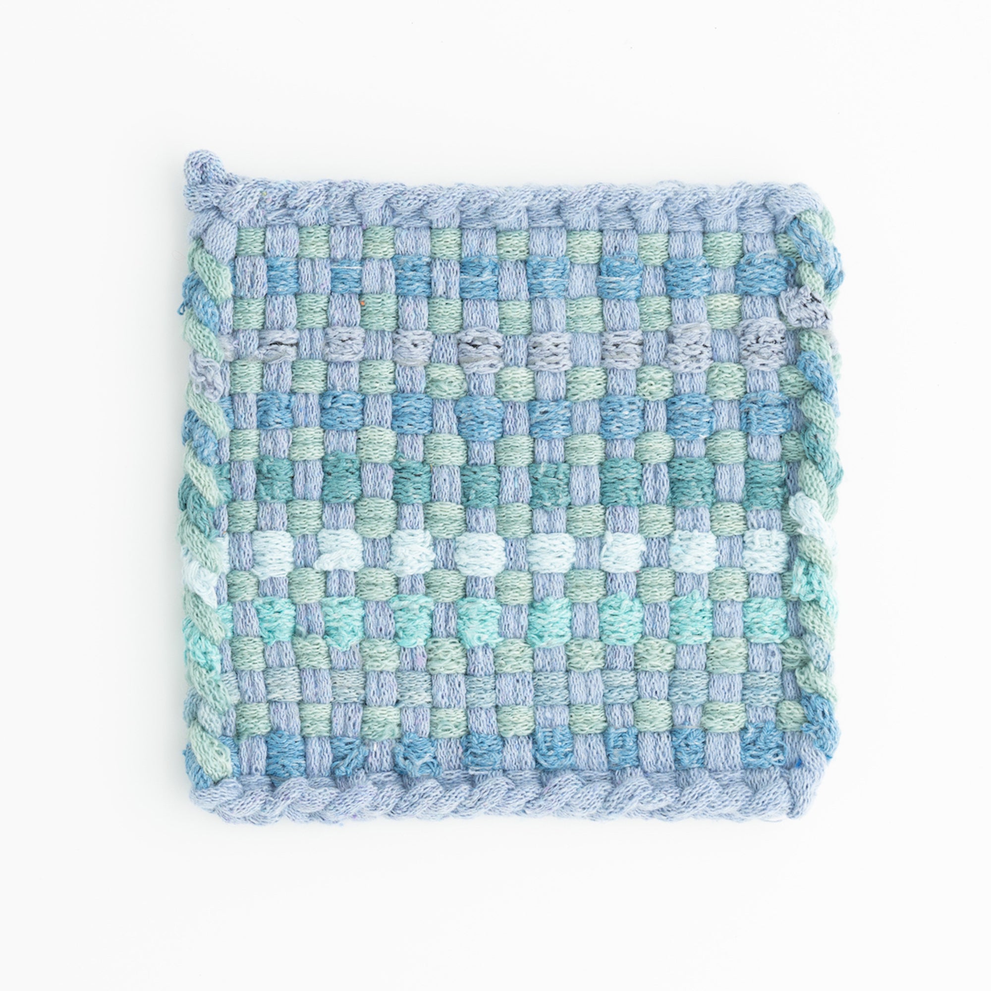 One-of-a-kind potholder in Blue/ mixed blues – Kate Kilmurray